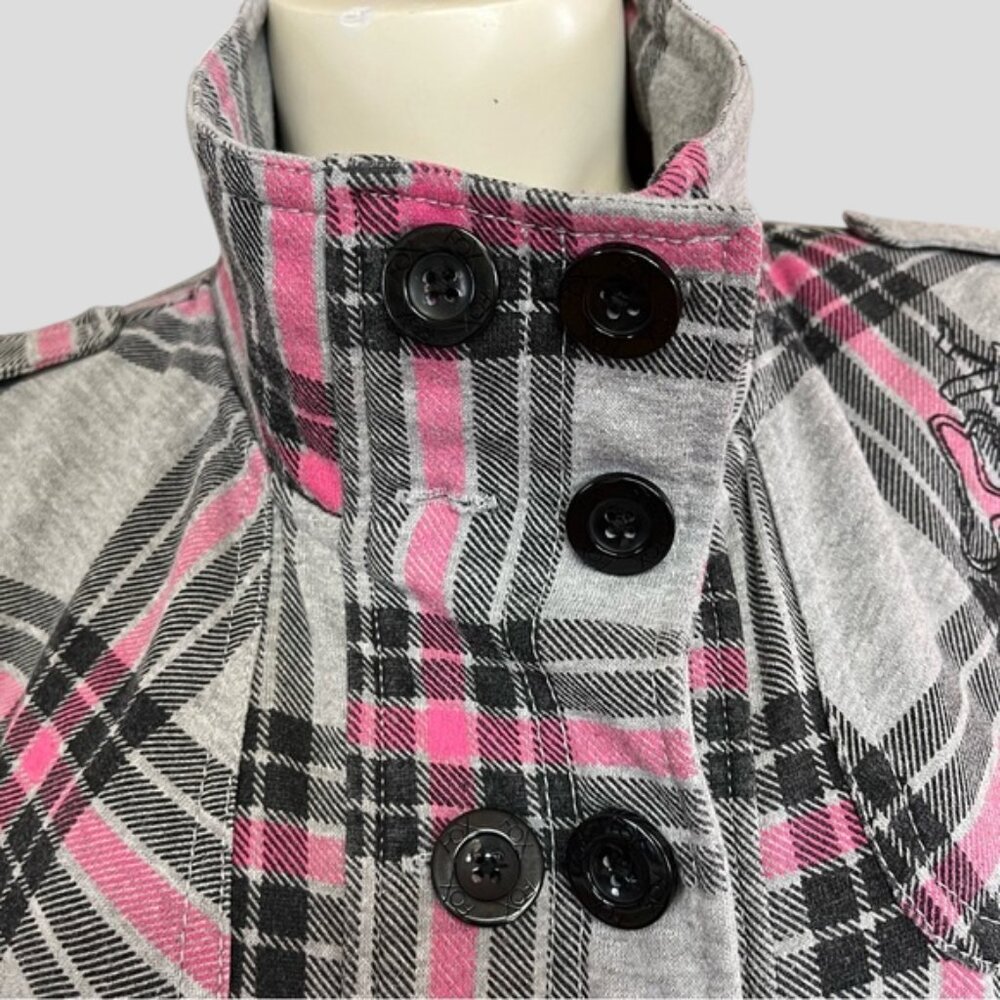 Fox Racing Grey & Pink Checkered Shacket Size Large - Picture 3 of 14